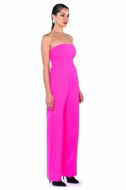 BREA STRAPLESS WIDE LEG JUMPSUIT -AKIRA Sales Shop brea strapless wide leg jumpsuit hot pink 8 8