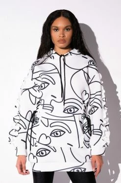 BROOKLYN ABSTRACT SCUBA SWEATSHIRT DRESS -AKIRA Sales Shop brooklyn abstract scuba sweatshirt dress white black 3 3