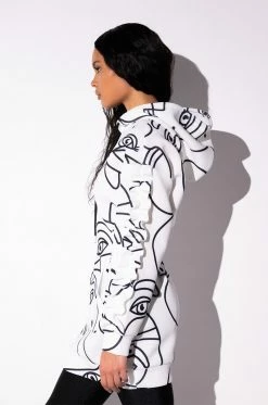 BROOKLYN ABSTRACT SCUBA SWEATSHIRT DRESS -AKIRA Sales Shop brooklyn abstract scuba sweatshirt dress white black 4 4