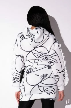 BROOKLYN ABSTRACT SCUBA SWEATSHIRT DRESS -AKIRA Sales Shop brooklyn abstract scuba sweatshirt dress white black 5 5