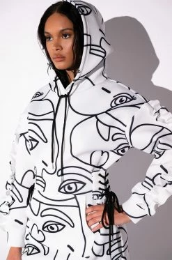BROOKLYN ABSTRACT SCUBA SWEATSHIRT DRESS -AKIRA Sales Shop brooklyn abstract scuba sweatshirt dress white black 6 6