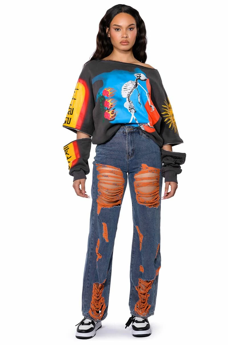 CAREFREE DISTRESSED COLOR RELAXED FIT JEANS 5 CAREFREE DISTRESSED COLOR RELAXED FIT JEANS - Image 3