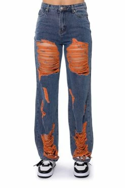 CAREFREE DISTRESSED COLOR RELAXED FIT JEANS 14 CAREFREE DISTRESSED COLOR RELAXED FIT JEANS -AKIRA Sales Shop carefree distressed color relaxed fit jeans medium blue denim 5 5