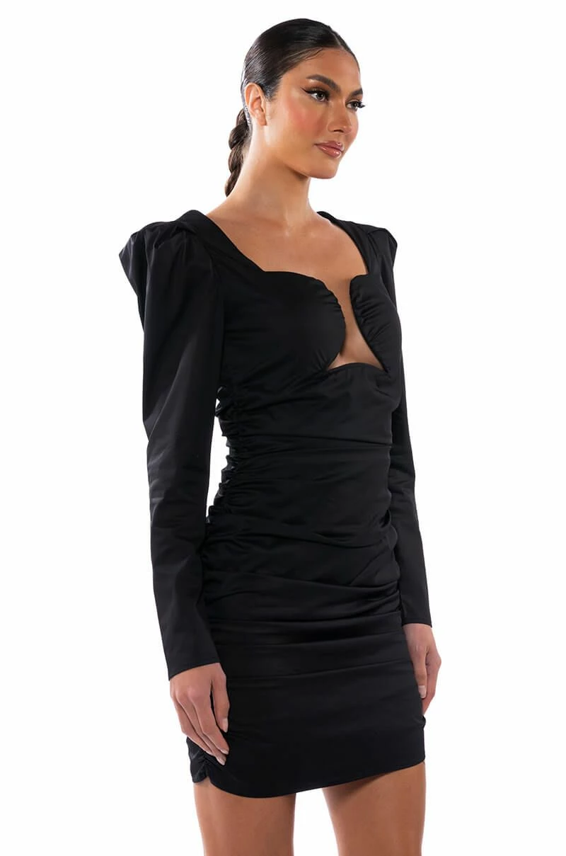 CAUSE A COMMOTION RUCHED PUFF SLEEVE MINI DRESS IN BLACK 4 CAUSE A COMMOTION RUCHED PUFF SLEEVE MINI DRESS IN BLACK - Image 2