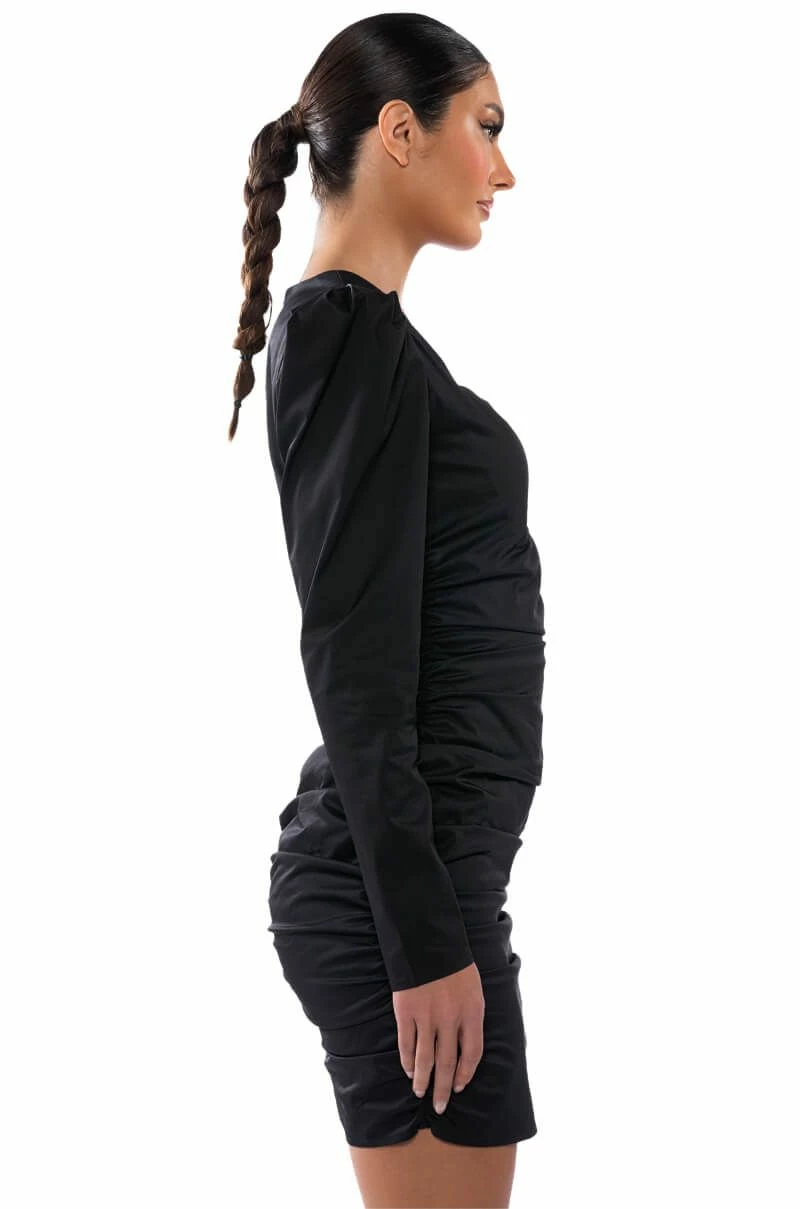 CAUSE A COMMOTION RUCHED PUFF SLEEVE MINI DRESS IN BLACK 7 CAUSE A COMMOTION RUCHED PUFF SLEEVE MINI DRESS IN BLACK - Image 5