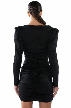 CAUSE A COMMOTION RUCHED PUFF SLEEVE MINI DRESS IN BLACK 14 CAUSE A COMMOTION RUCHED PUFF SLEEVE MINI DRESS IN BLACK -AKIRA Sales Shop cause a commotion ruched puff sleeve mini dress in black black 6 6
