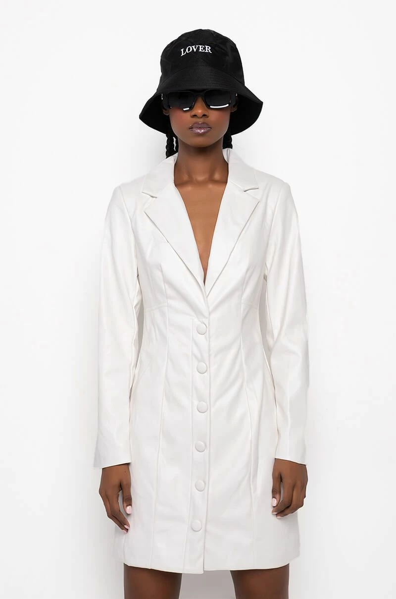 COME ALONG FAUX LEATHER BLAZER DRESS - Image 4