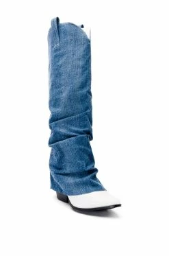 SOMETHING A LITTLE DIFFERENT DENIM COWBOY BOOT -AKIRA Sales Shop connection western denim boot denim 3 3 c1