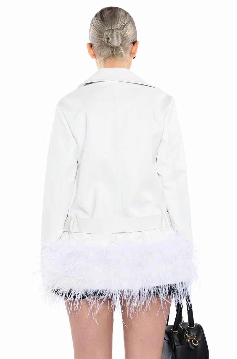 COZY CORNER OVERSIZED MOTO WITH FEATHER TRIM - Image 7