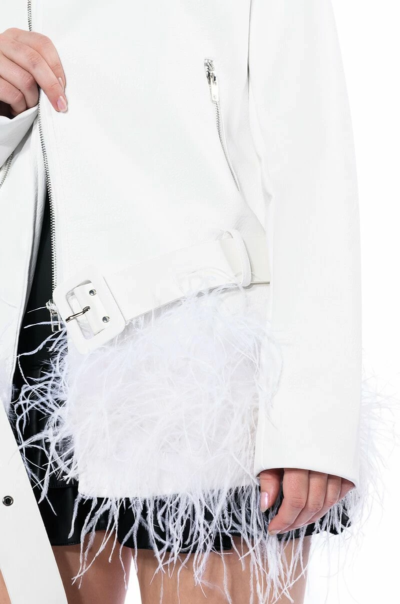 COZY CORNER OVERSIZED MOTO WITH FEATHER TRIM - Image 8