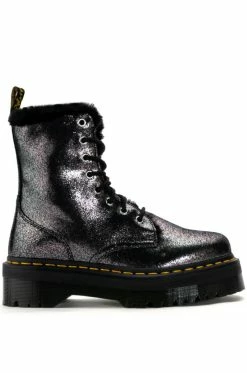 DR MARTENS JADON FUR LINED DISTRESSED METALLIC PLATFORM BOOT