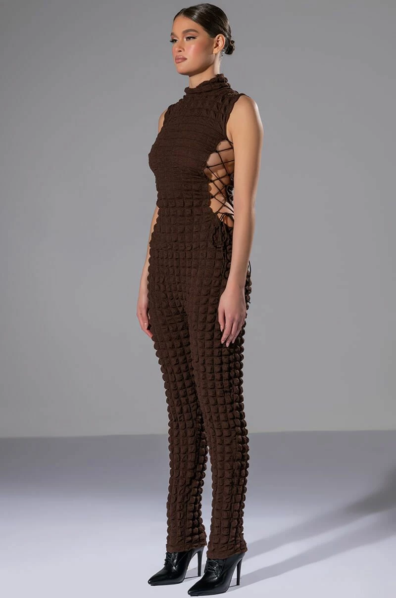 DREAM LOVER TEXTURED LACE UP JUMPSUIT 4 DREAM LOVER TEXTURED LACE UP JUMPSUIT - Image 2
