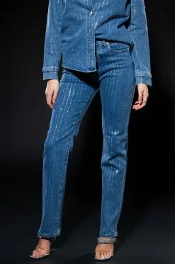 EFFORTLESS GLAM RHINESTONE STRIPE STRAIGHT LEG JEAN