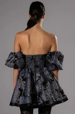 ELOISE OFF THE SHOULDER BROCADE MINI DRESS 12 ELOISE OFF THE SHOULDER BROCADE MINI DRESS -AKIRA Sales Shop eloise off the shoulder brocade mini dress black multi 5 5