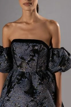 ELOISE OFF THE SHOULDER BROCADE MINI DRESS 13 ELOISE OFF THE SHOULDER BROCADE MINI DRESS -AKIRA Sales Shop eloise off the shoulder brocade mini dress black multi 6 6