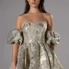 ELOISE OFF THE SHOULDER BROCADE MINI DRESS