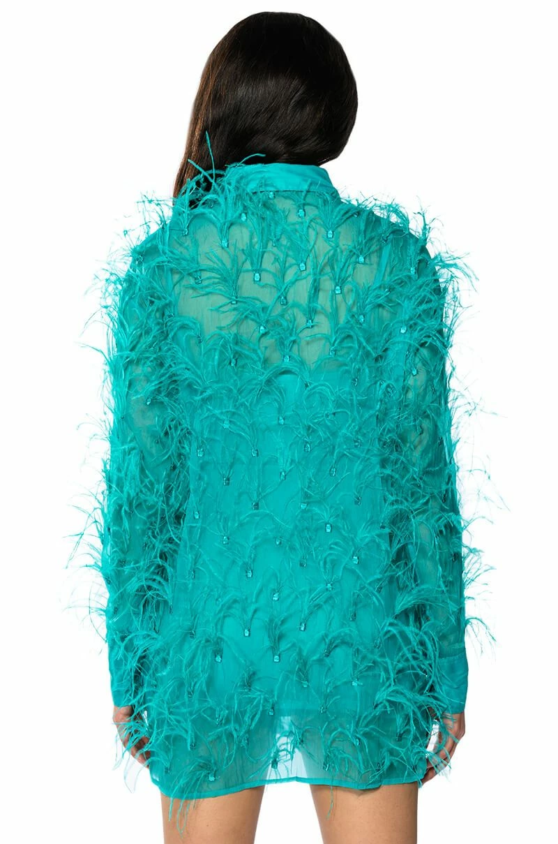 ELSIE FEATHER DETAIL SHIRT DRESS - Image 5