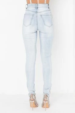 FLEX FIT EXTREME STRETCH HIGH WAIST PEARL SKINNY JEANS -AKIRA Sales Shop extreme stretch high waist pearl skinny jeans light blue denim 3 3