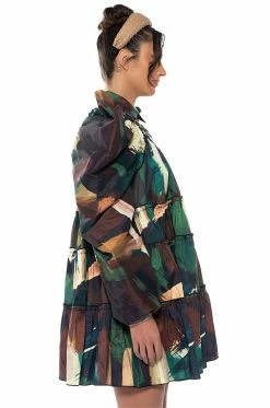 FALL IN LOVE COLLARED MINI DRESS 9 FALL IN LOVE COLLARED MINI DRESS -AKIRA Sales Shop fall in love collared mini dress green camo 3 3