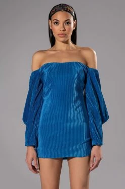 FAYE OFF THE SHOULDER PLEATED MINI DRESS