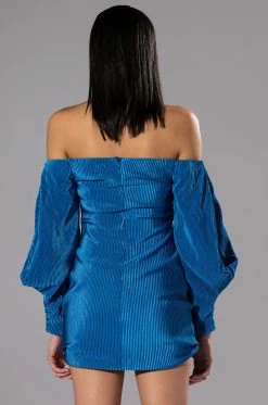 FAYE OFF THE SHOULDER PLEATED MINI DRESS 12 FAYE OFF THE SHOULDER PLEATED MINI DRESS -AKIRA Sales Shop faye off the shoulder pleated mini dress teal 5 5 c1