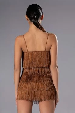 FEELING FAB FRINGE MINI ROMPER 14 FEELING FAB FRINGE MINI ROMPER -AKIRA Sales Shop feeling fab fringe mini romper brown 6 6