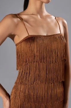 FEELING FAB FRINGE MINI ROMPER 15 FEELING FAB FRINGE MINI ROMPER -AKIRA Sales Shop feeling fab fringe mini romper brown 7 7