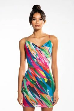 FIRST DATE MINI DRESS -AKIRA Sales Shop first date mini dress blue multi 4 4