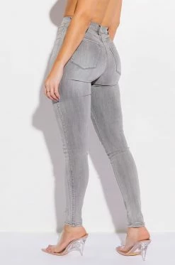 FLEX-FIT HIGH WAISTED SUPER STRETCHY SKINNY JEANS -AKIRA Sales Shop flex fit high waisted super stretchy skinny jeans grey 2 2 c1