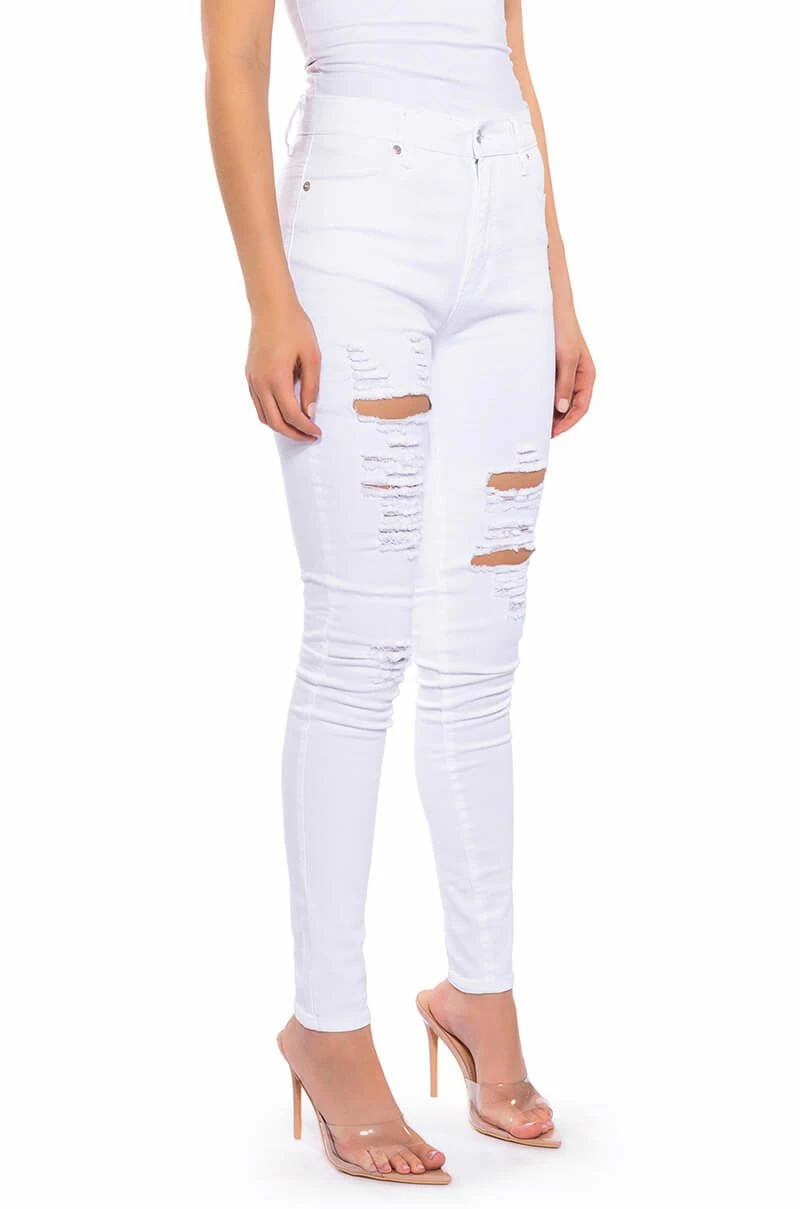 FOLLOW MY LEAD DESTROYED HIGH RISE SKINNY JEANS 4 FOLLOW MY LEAD DESTROYED HIGH RISE SKINNY JEANS - Image 2