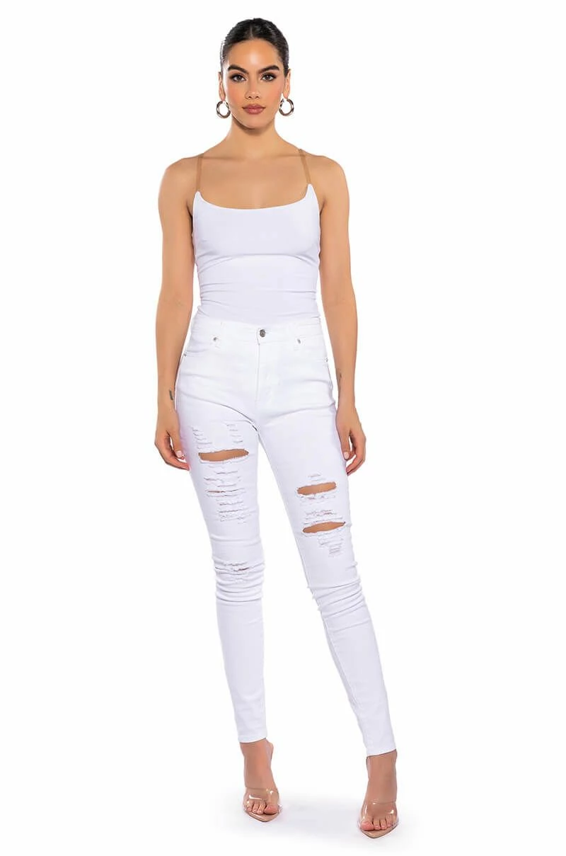 FOLLOW MY LEAD DESTROYED HIGH RISE SKINNY JEANS 5 FOLLOW MY LEAD DESTROYED HIGH RISE SKINNY JEANS - Image 3