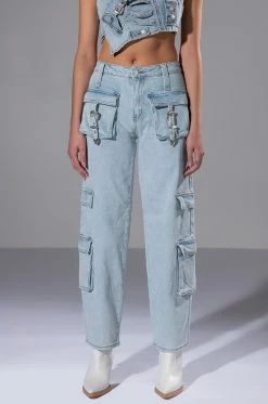 FOR REAL BUCKLE DETAIL RELAXED FIT JEANS