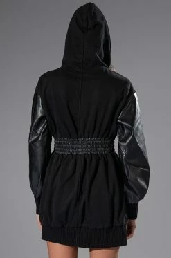 FOREVER YOUNG HOODED MINI DRESS IN BLACK -AKIRA Sales Shop forever young hooded mini dress in black black 6 6 c1