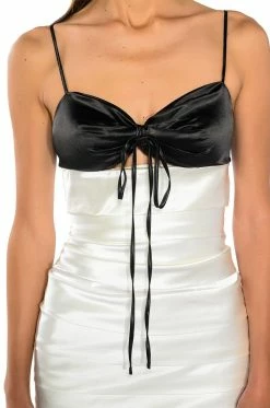 GALLERY HOPPING LAYERED SATIN MINI DRESS -AKIRA Sales Shop gallery hopping layered satin mini dress white black 5 5 c1