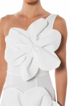 GEMMA FLORAL DETAIL ONE SHOULDER MINI DRESS IN WHITE 13 GEMMA FLORAL DETAIL ONE SHOULDER MINI DRESS IN WHITE -AKIRA Sales Shop gemma floral detail one shoulder mini dress in white white 6 6 c1