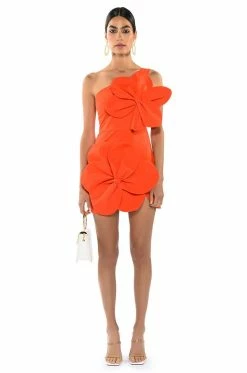 GEMMA FLORAL DETAIL ONE SHOULDER MINI DRESS 11 GEMMA FLORAL DETAIL ONE SHOULDER MINI DRESS -AKIRA Sales Shop gemma floral detail one shoulder mini dress orange 3 3