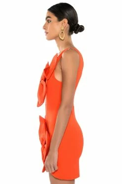 GEMMA FLORAL DETAIL ONE SHOULDER MINI DRESS 13 GEMMA FLORAL DETAIL ONE SHOULDER MINI DRESS -AKIRA Sales Shop gemma floral detail one shoulder mini dress orange 5 5