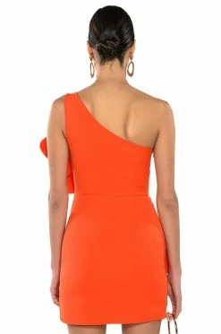 GEMMA FLORAL DETAIL ONE SHOULDER MINI DRESS 14 GEMMA FLORAL DETAIL ONE SHOULDER MINI DRESS -AKIRA Sales Shop gemma floral detail one shoulder mini dress orange 6 6