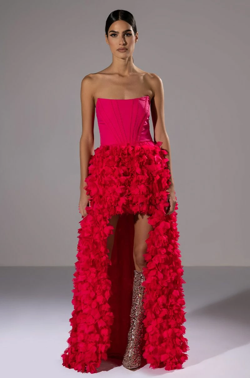GIRL ON FIRE CASCADING HIGH LOW TUBE DRESS 3 GIRL ON FIRE CASCADING HIGH LOW TUBE DRESS