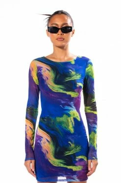 GLOW UP MINI DRESS 13 GLOW UP MINI DRESS -AKIRA Sales Shop glow up mini dress green multi 4 4