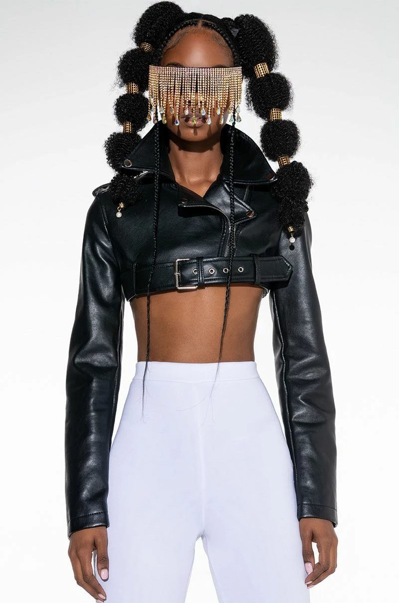 HALF MY HEART ULTRA CROPPED MOTO JACKET - Image 8