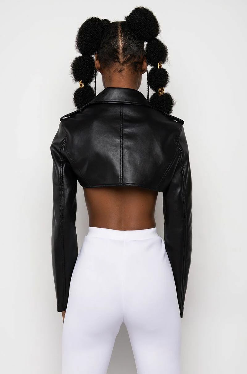 HALF MY HEART ULTRA CROPPED MOTO JACKET - Image 5