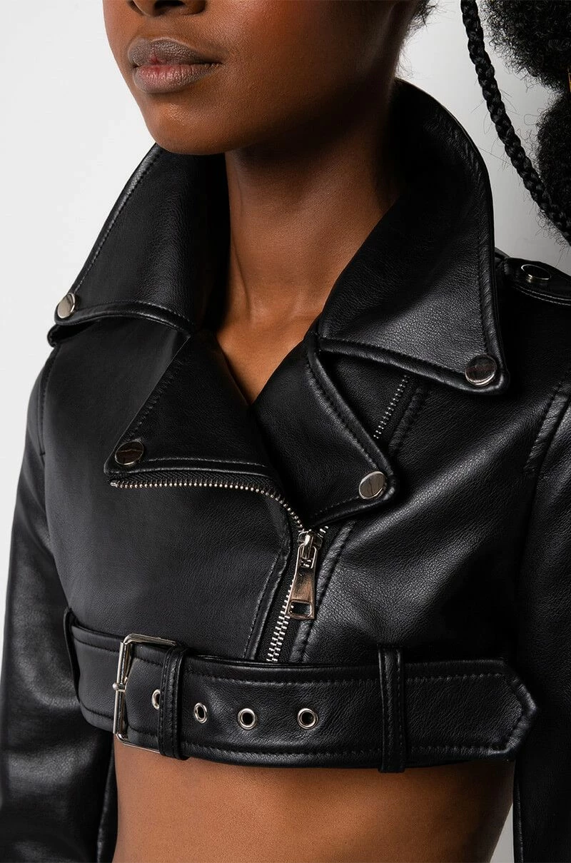 HALF MY HEART ULTRA CROPPED MOTO JACKET - Image 6