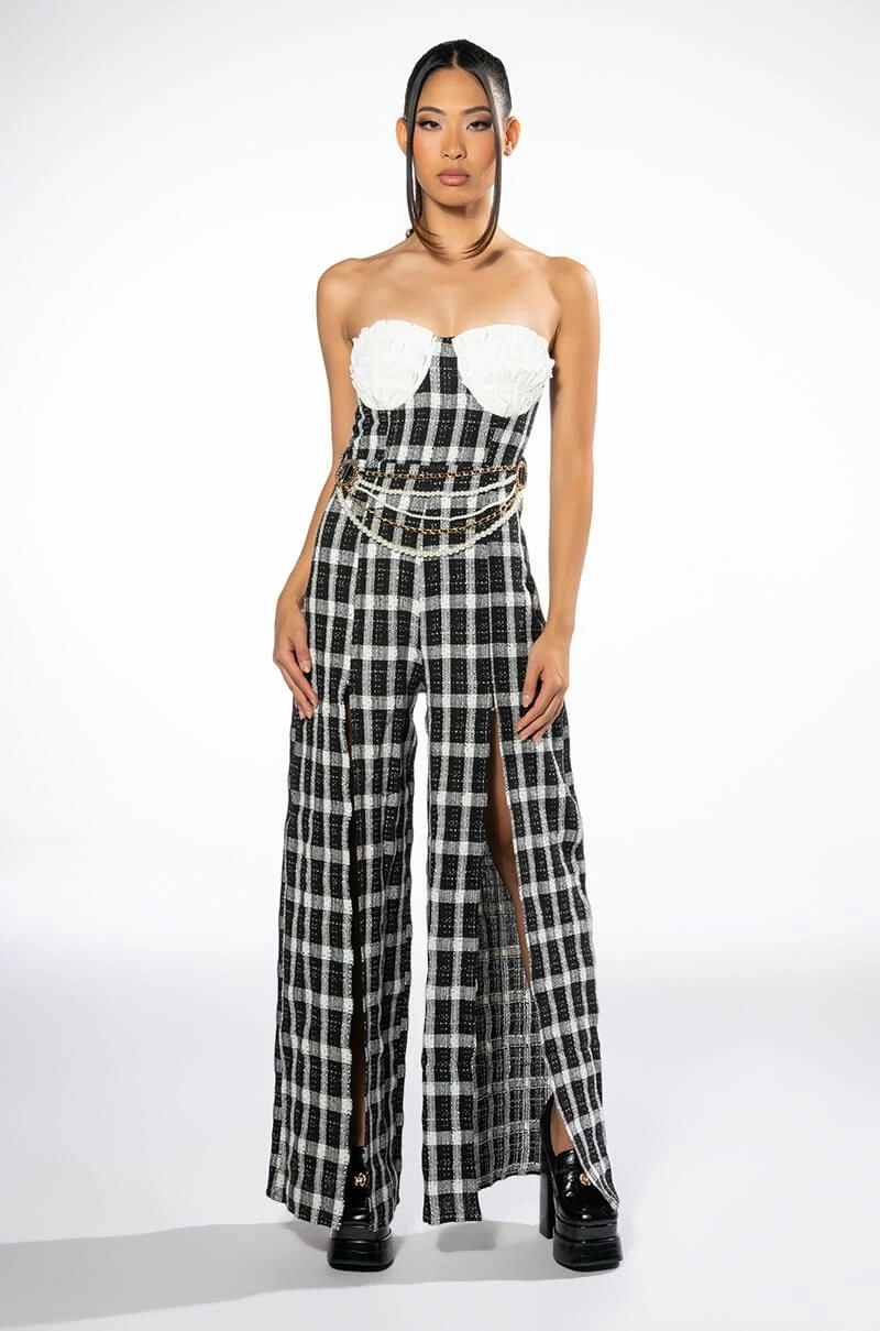 HARLEY STRAPLESS WIDE LEG HIGH SLIT JUMPSUIT - Image 2