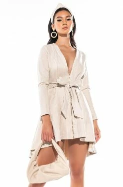HEY THERE MINI LONG SLEEVE SUEDE DRESS