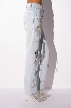 HOUDINI EMBELLISHED WIDE LEG JEAN 30 HOUDINI EMBELLISHED WIDE LEG JEAN -AKIRA Sales Shop houdini embellished wide leg jean light blue 12 12