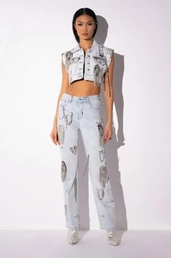 HOUDINI EMBELLISHED WIDE LEG JEAN 33 HOUDINI EMBELLISHED WIDE LEG JEAN -AKIRA Sales Shop houdini embellished wide leg jean light blue 15 15