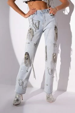 HOUDINI EMBELLISHED WIDE LEG JEAN