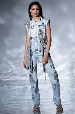 HOUDINI EMBELLISHED WIDE LEG JEAN 35 HOUDINI EMBELLISHED WIDE LEG JEAN -AKIRA Sales Shop houdini embellished wide leg jean light blue 2 2 c1