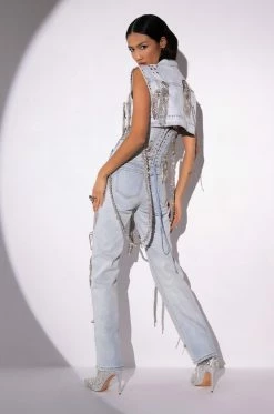 HOUDINI EMBELLISHED WIDE LEG JEAN 23 HOUDINI EMBELLISHED WIDE LEG JEAN -AKIRA Sales Shop houdini embellished wide leg jean light blue 5 5